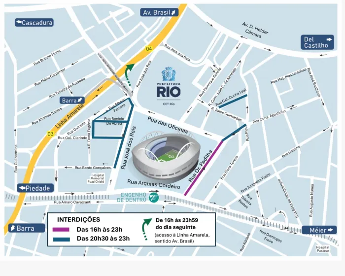 CET-Rio altera trânsito para jogo entre Botafogo e Caracas no Estádio Nilton Santos