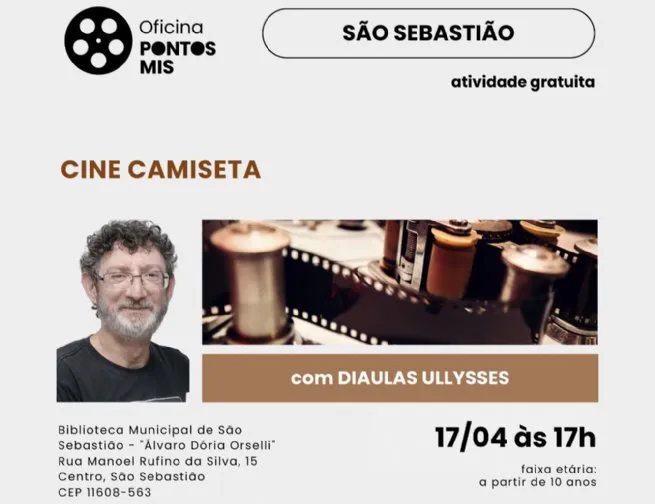 Cine Camiseta leva história do cinema à Biblioteca Municipal de São Sebastião