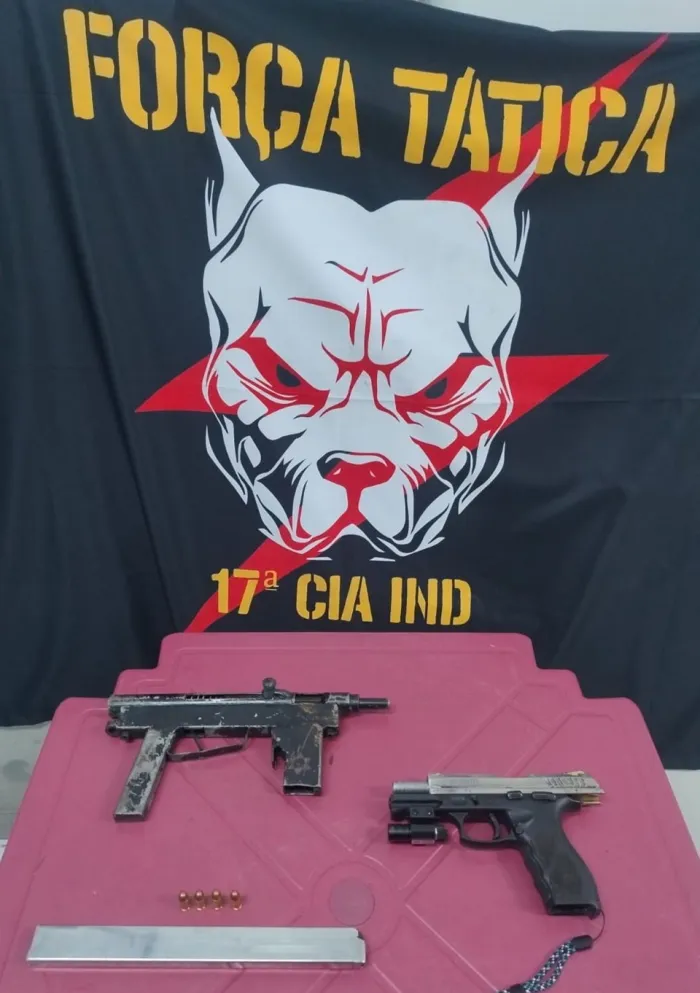 Força Tática da 17ª Cia Independente prende chefe do tráfico de drogas e apreende armas de fogo