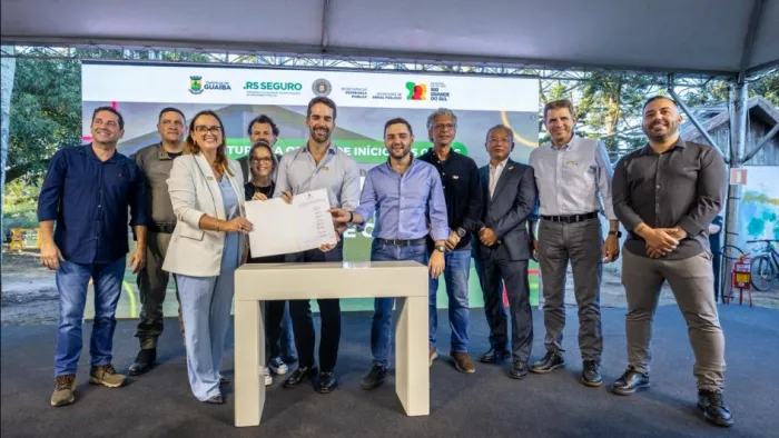 Eduardo Leite e Gabriel Souza autorizam o início das obras da nova sede do 31º Batalhão de Polícia Militar, em Guaíba