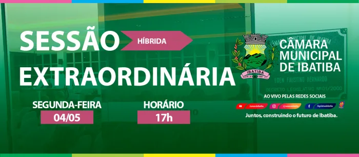 Câmara Municipal convoca vereadores para a 2ª Sessão Extraordinária na próxima segunda-feira (04)