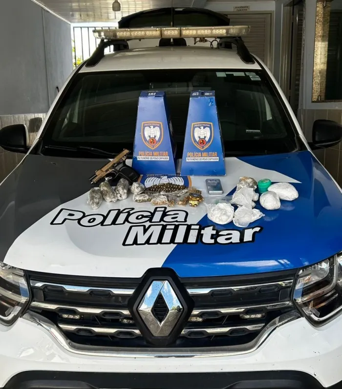 Radiopatrulha do 2º BPM apreende arma, drogas e detém dois indivíduos em Vila Pavão