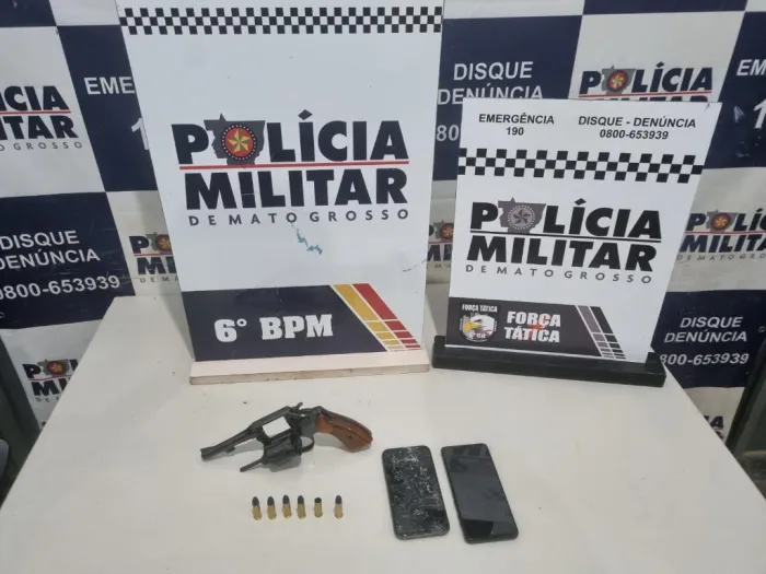 Polícia Militar apreende dois menores faccionados com arma de fogo e munições em Cáceres