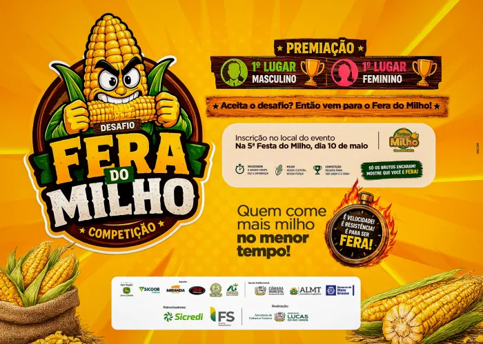 Cinco minutos para virar fera: concurso da 5ª Festa do Milho premiará quem comer mais milho cozido