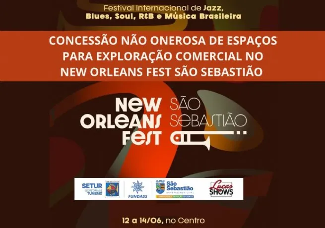 Prefeitura abre inscrições para concessão de espaços no evento ‘New Orleans Fest São Sebastião 2026’
