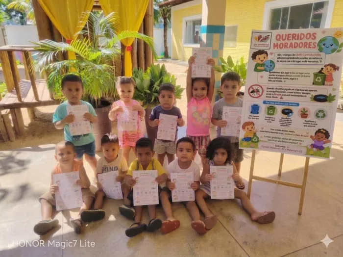 Ação integra o projeto ‘Pequenos Guardiões da Natureza, o Despertar Sensorial e a Consciência Ambiental’, desenvolvido no Cmei - Crédito da foto: Divulgação Educação