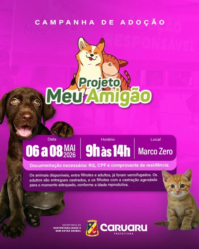 Feira Meu Amigão amplia programação e realiza adoção com castração garantida em Caruaru
