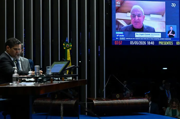 Angelo Coronel se pronunciou em Plenário de forma remota - Foto: Marcos Oliveira/Agência Senado