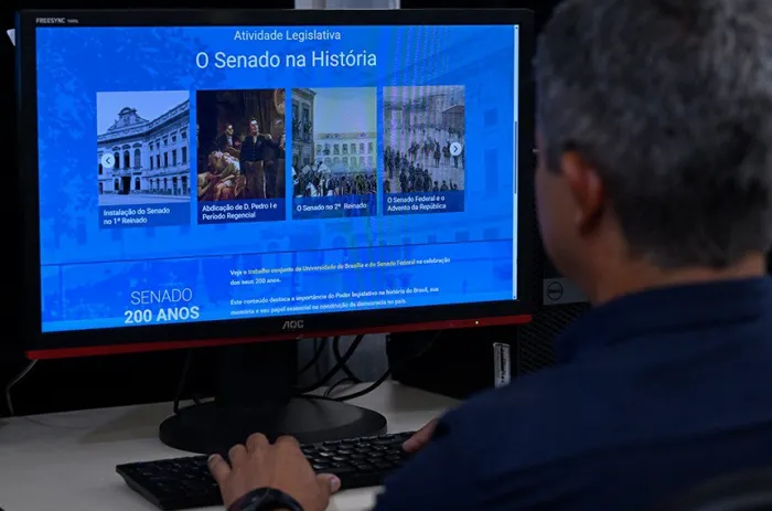 Página do novo site de história do Senado, já disponível na internet credito=