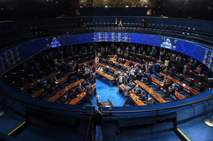 O Plenário na sessão que aprovou o projeto, agora transformado em lei - Foto: Jonas Pereira/Agência Senado