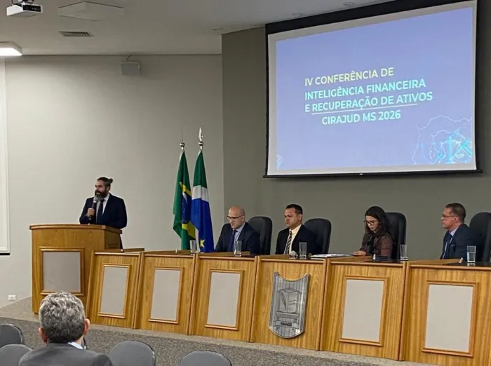 Delegados de Polícia ministram palestra na IV Conferência de Inteligência Financeira e Recuperação de Ativos – CIRAJUD promovido pela Polícia Federal, em Campo Grande