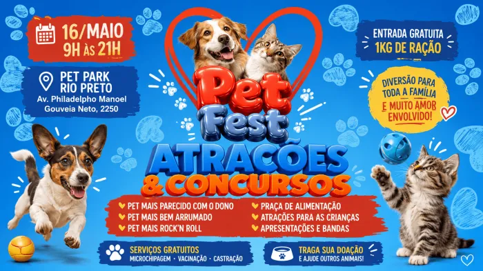 Pet Fest movimenta o Pet Park Rio Preto neste sábado, 16/5