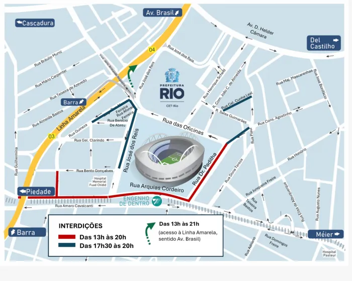 CET-Rio implanta operação de trânsito para Botafogo x Corinthians, no Nilton Santos, neste domingo