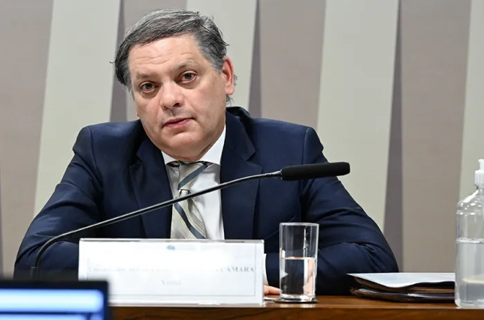 O diplomata Marcelo Paz Saraiva Câmara durante sabatina na Comissão de Relações Exteriores do Senado (CRE) nesta quarta-feira - Foto: Geraldo Magela/Agência Senado