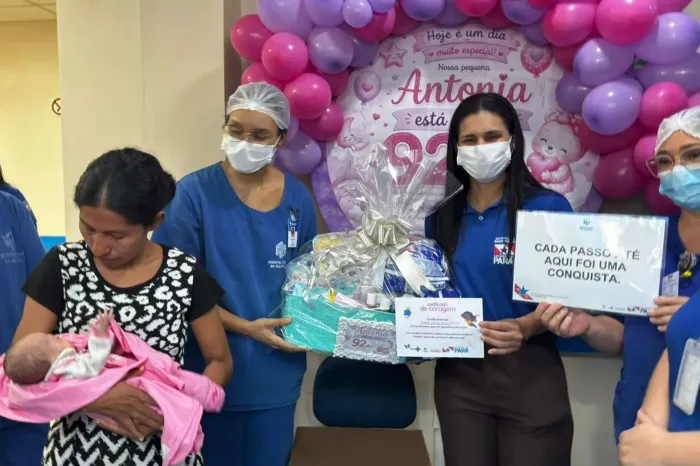 Após 92 dias na UTI Neonatal, bebê prematura recebe alta no Hospital Geral de Tailândia
