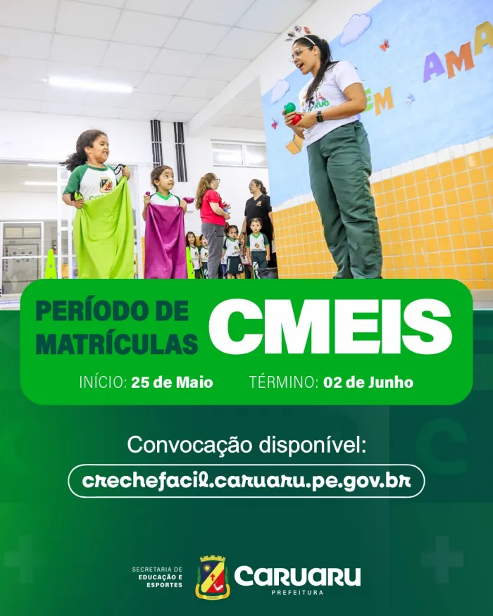 Secretaria de Educação de Caruaru divulga novas vagas para CMEIs municipais