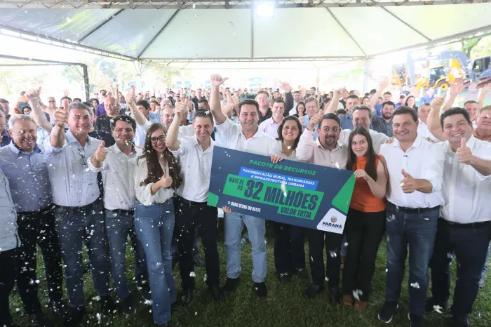 Ratinho Junior anuncia R$ 19,7 milhões para pavimento da zona rural de Ouro Verde do Oeste