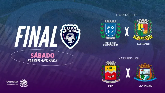 Estádio Kleber Andrade recebe as finais da Copa Sesport neste sábado (30)