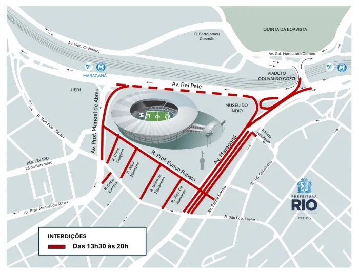 CET-Rio altera trânsito para Flamengo x Coritiba no Maracanã, neste sábado (30/05)