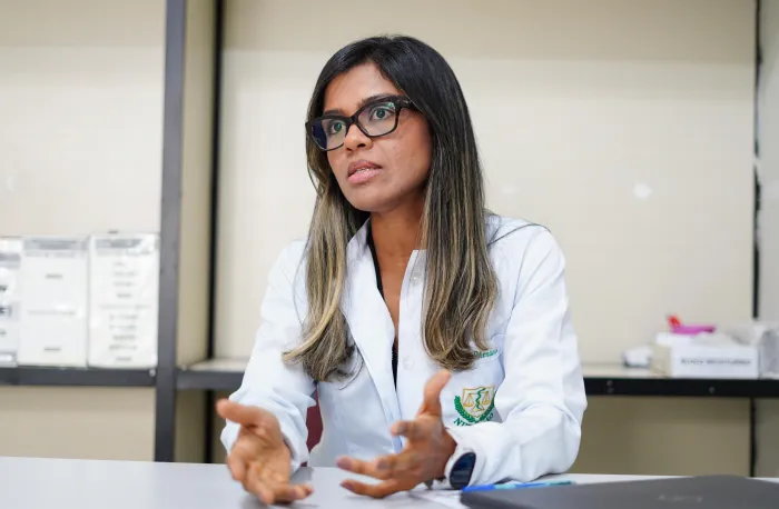 Janine explica que a obesidade infantil possui causas multifatoriais - Marco Antônio / Ascom Sesau