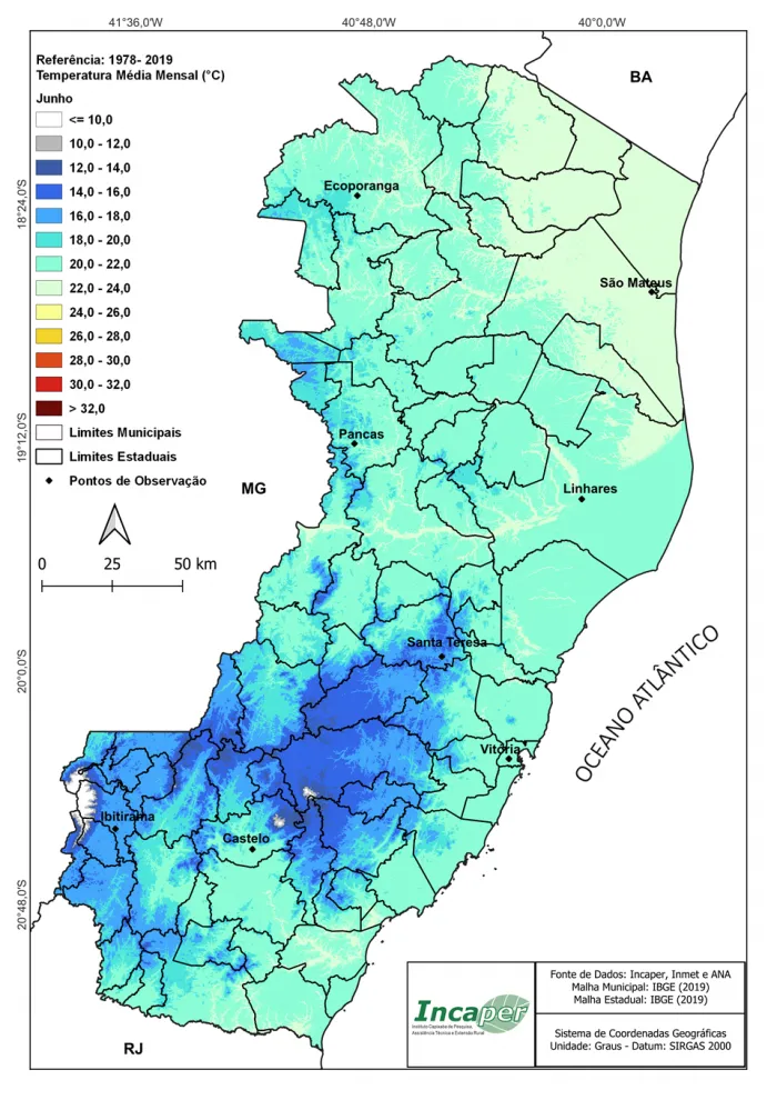 Incaper divulga balanço climático de maio e previsão para junho no Espírito Santo