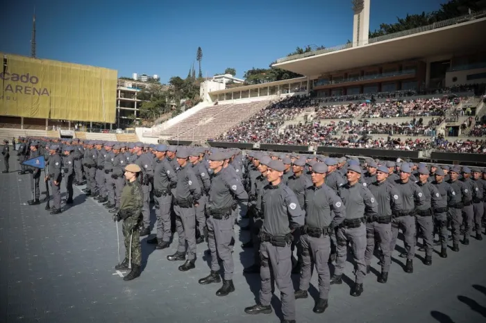 Desde 2023, o Governo de São Paulo colocou mais de 16 mil policiais nas ruas; somente nesta semana formou mais de mil Foto: Divulgação/Governo de SP