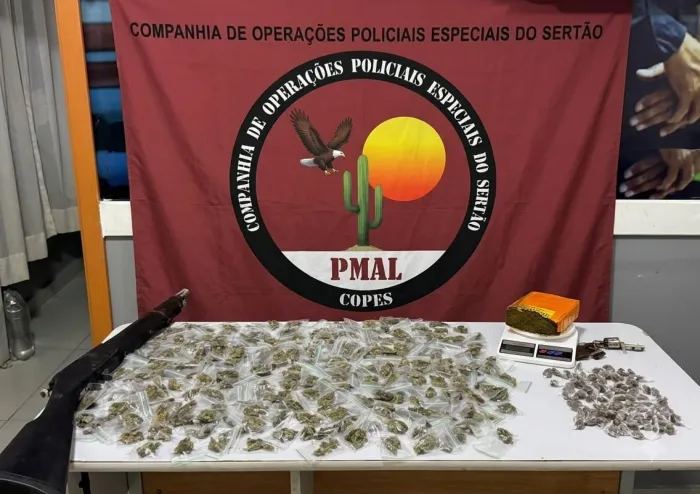 Material apreendido em ação da PM no município de Água Branca - Ascom PMAL
