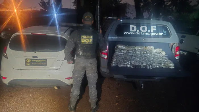DOF apreende haxixe e skunk em carro com fundo falso