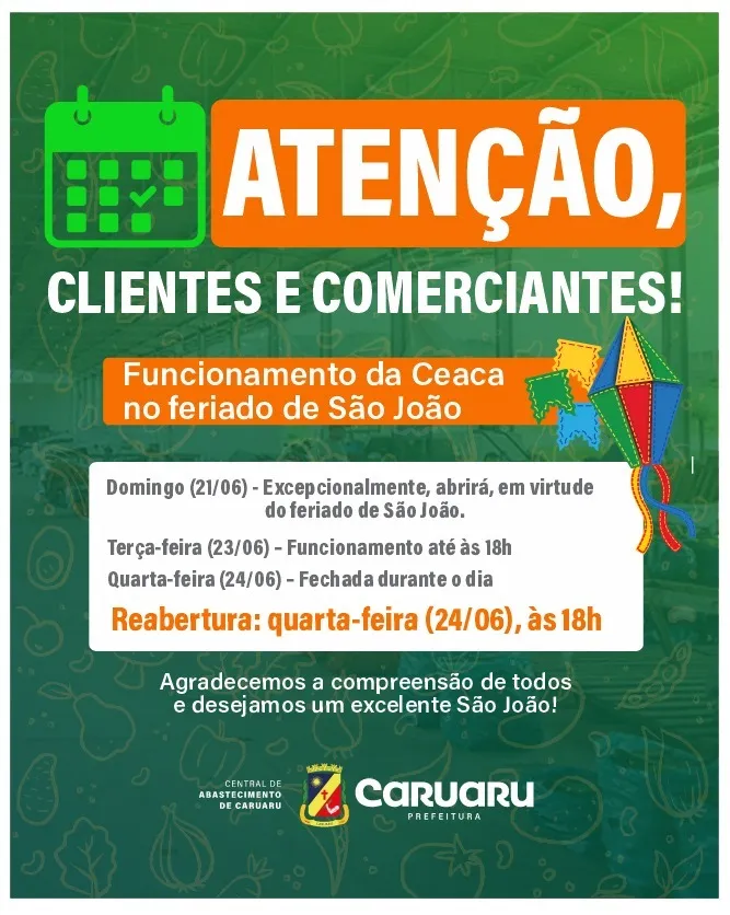 Ceaca antecipa funcionamento para garantir abastecimento durante o São João