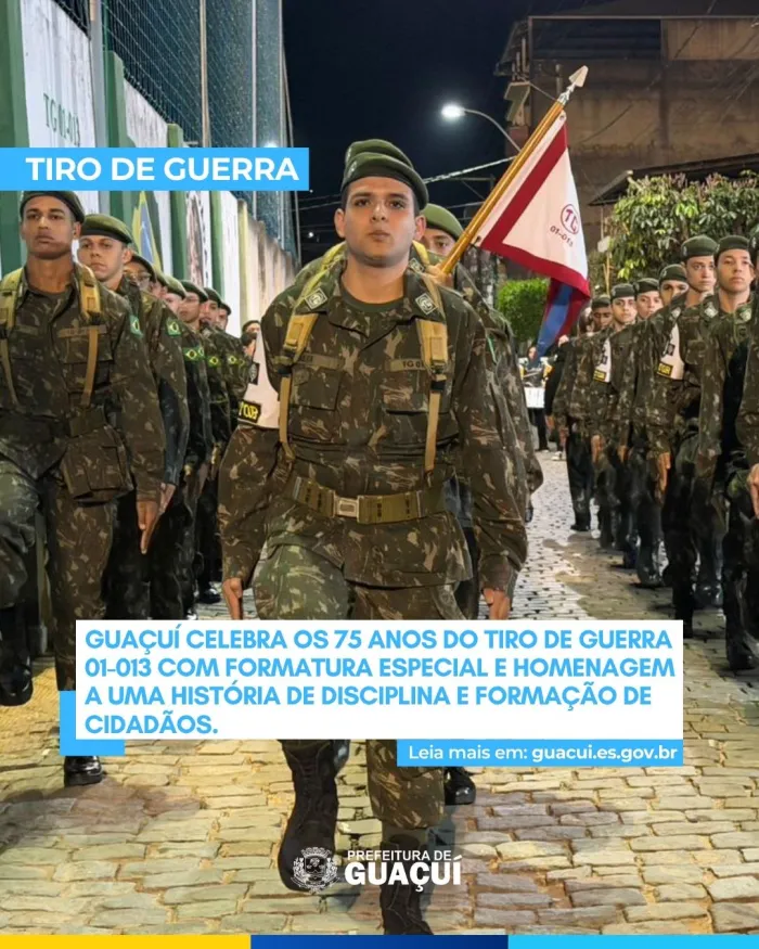 Formatura Especial celebra os 75 anos de criação do Tiro de Guerra 01-013 em Guaçuí