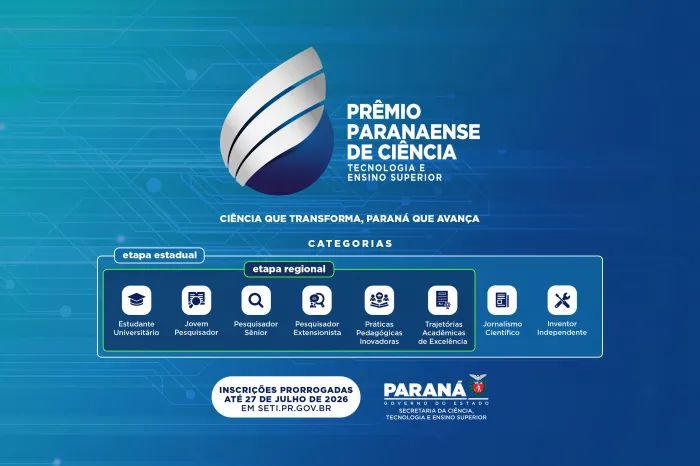 Com prazo estendido, Prêmio Paranaense de Ciência recebe inscrições até 27 de julho