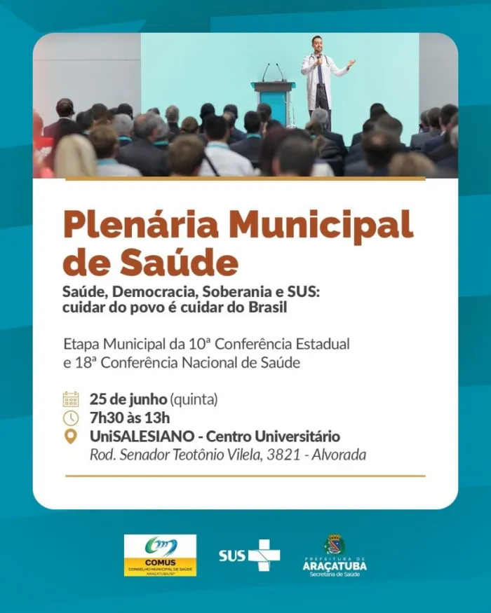 Prefeitura de Araçatuba e Comus realizam nesta quinta-feira a Plenária Municipal de Saúde