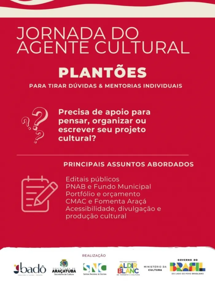 Secretaria de Cultura fará três plantões gratuitos para tirar dúvidas sobre editais de fomento