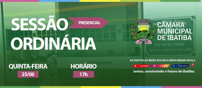 Câmara Municipal de Ibatiba realiza 10ª Sessão Ordinária nesta quinta-feira (25)
