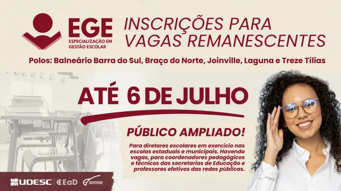 Udesc recebe inscrições para Especialização EAD em Gestão Escolar em cinco municípios