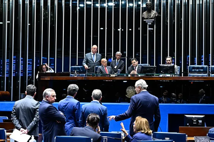 O Plenário do Senado na sessão que aprovou o projeto, no dia 10 de junho - Foto: Waldemir Barreto/Agência Senado