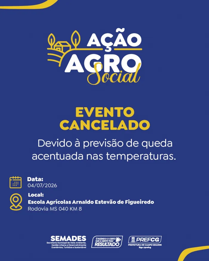 Frente fria adia Ação Agro Social em Campo Grande