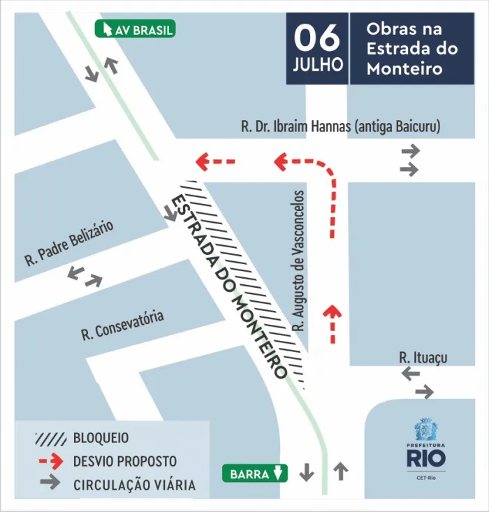 CET-Rio altera trânsito em Campo Grande para continuidade das obras do Plano de Mobilidade