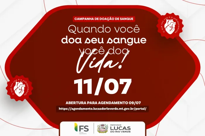 Agendamento para a Campanha de Doação de Sangue começa nesta quinta-feira (09)