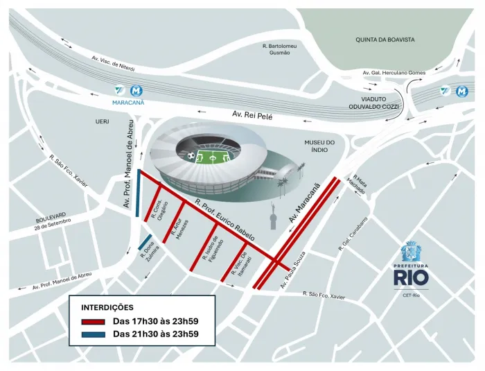 Região do Maracanã terá alterações no trânsito para jogo entre Fluminense e Bragantino