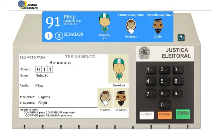 Simulação do site do TSE para orientar eleitores - Foto: Reprodução/TSE