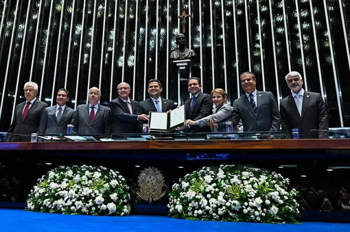 A sessão solene do Congresso que promulgou o acordo entre Mercosul e UE, em março - Foto: Waldemir Barreto/Agência Senado