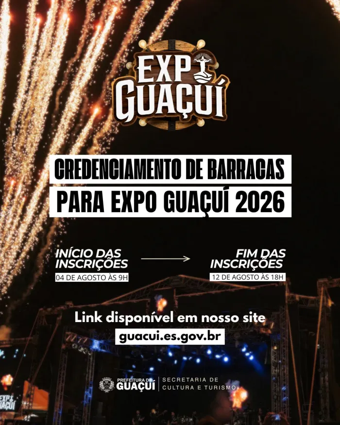 Prefeitura de Guaçuí divulga edital para exploração de espaços comerciais na Expo Guaçuí 2026