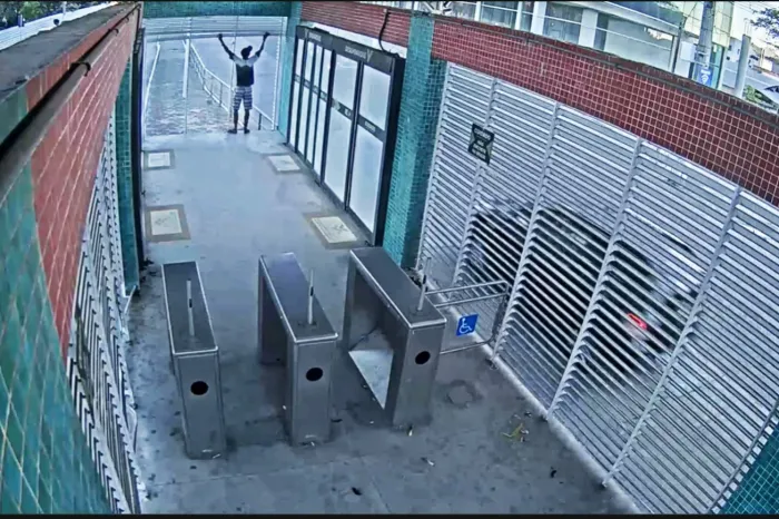 Câmeras de videomonitoramento identificam homem suspeito de furtar estrutura de estação do BRT