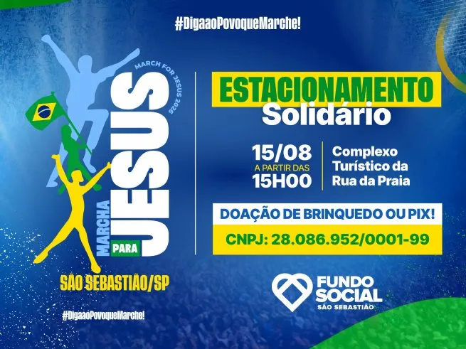 Fundo Social promove Estacionamento Solidário durante 1ª Marcha para Jesus em São Sebastião