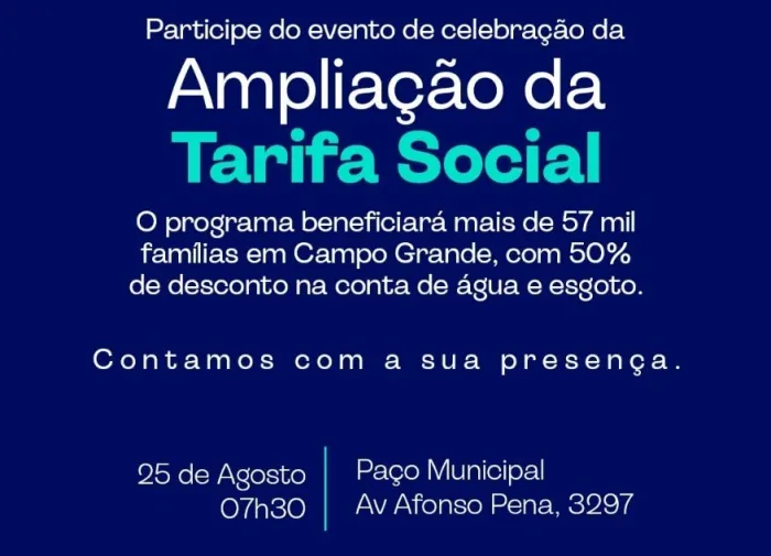 AVISO DE PAUTA: Tarifa Social de Água e Esgoto será ampliada para mais de 57 mil famílias