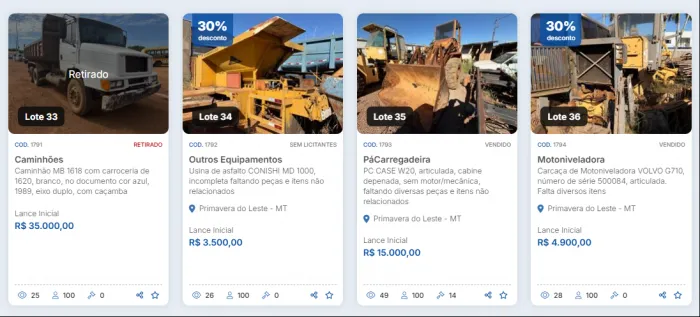 Prefeitura de Primavera do Leste alerta para encerramento do leilão nesta segunda-feira
