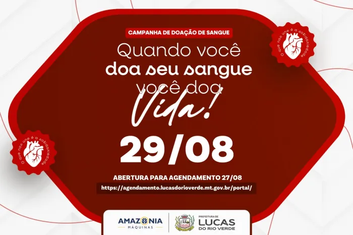 Agendamento para a Campanha de Doação de Sangue começa nesta quinta-feira (27)