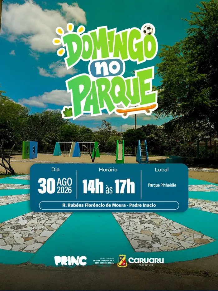 Prefeitura de Caruaru promove “Domingo no Parque” com lazer, educação ambiental e ações de trânsito no Parque Pinheirão