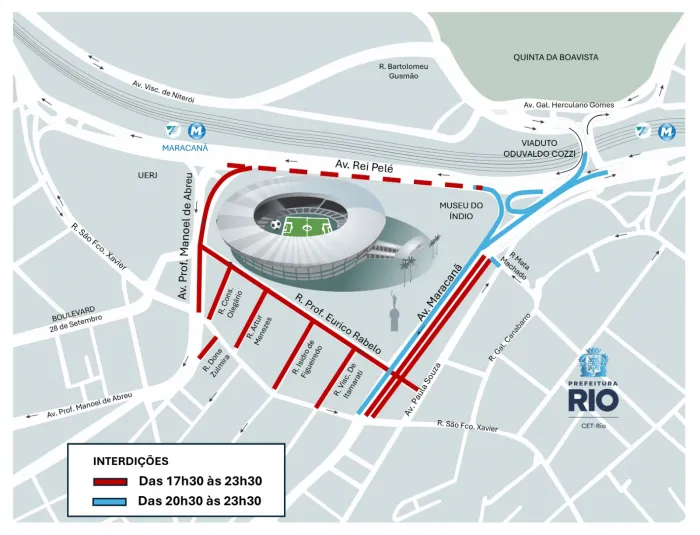 CET-Rio monta operação de trânsito para jogo Flamengo x Mirassol, no Maracanã
